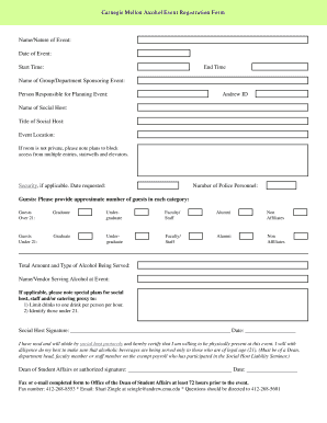 Carnegie Mellon Alcohol Event Registration Form ... - Student Affairs - studentaffairs cmu