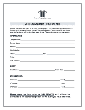 Event planning form template - Sponsorship Planning Guide - Florida Bankers Association