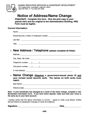 Notice of Address/Name Change