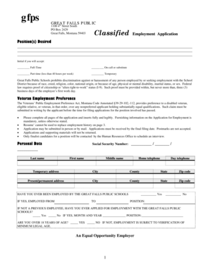 Great Falls Public Schools Employment Application