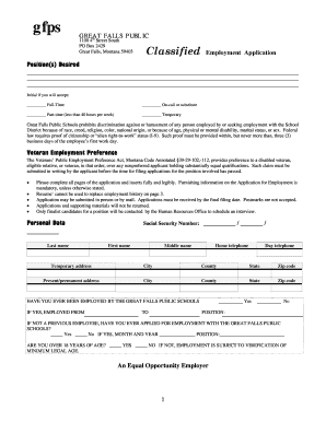 Great Falls Public Schools Employment Application
