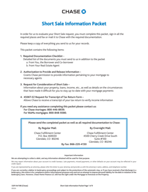 Chase Short Sale Information Packet