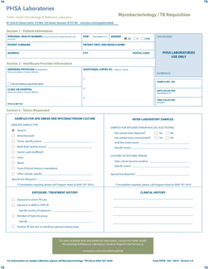 BC Centre for Disease Control TB Requisition Form