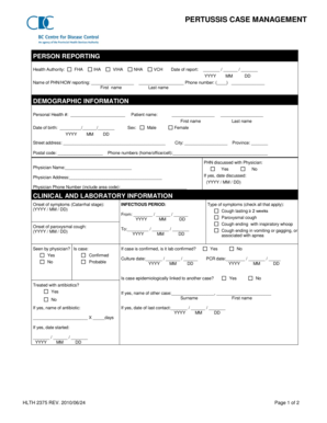 Pertussis Case Management Form