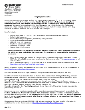 Boulder Valley School District Employee Benefits Waiver Form