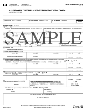 Canada Temporary Resident Visa Application Form