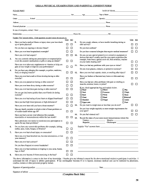 OSSAA Physical Exam and Parental Consent Form