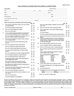 OSSAA Physical Exam and Parental Consent Form