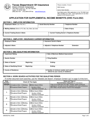 Texas Supplemental Income Benefits Application