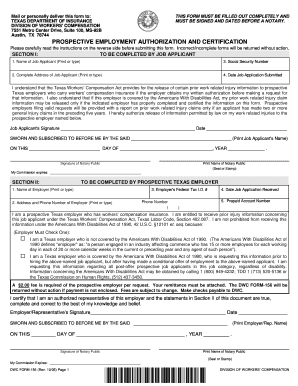 Texas Prospective Employment Authorization and Certification