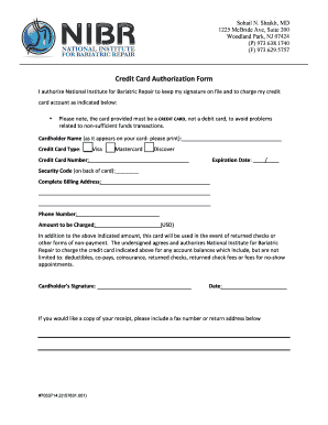 Credit Card Authorization Form