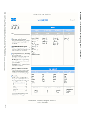 TPRI Grouping Tool Grade 1
