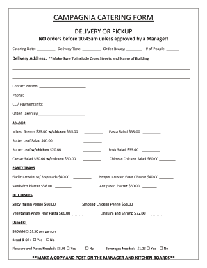 Catering Order Form