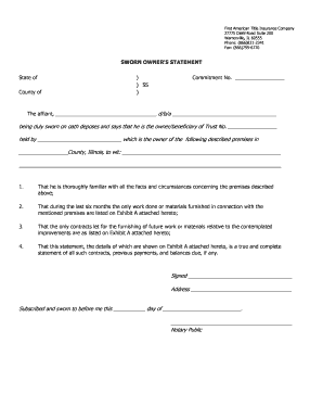 Sworn Owner's Statement