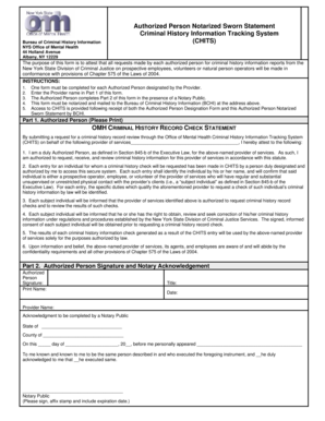 Authorized Person Notarized Sworn Statement