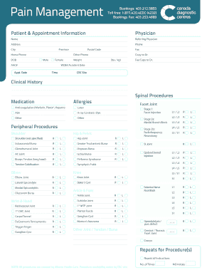 Pain Management Appointment Form