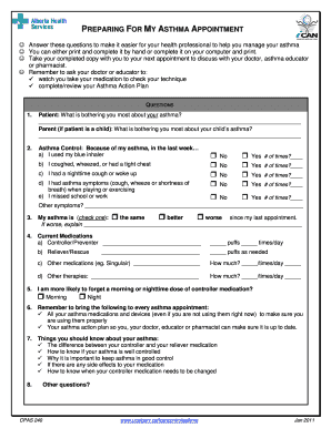 Asthma Appointment Preparation Form