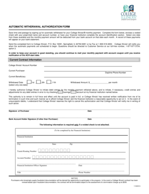 Automatic Withdrawal Authorization Form