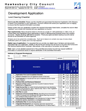 DA - Land Clearing Checklist - FILLABLE - 2014 April DA - Land Clearing Checklist - FILLABLE - 2014 April - hawkesbury nsw gov