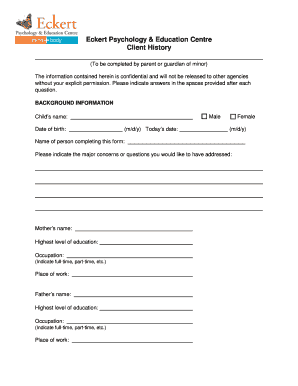Client History Form