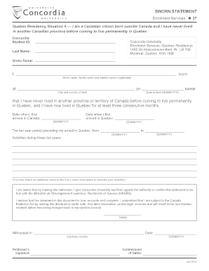 Sworn statement - Sworn Statement - Form 27 - Concordia University