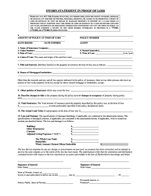 Sworn Statement in Proof of Loss