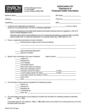 Authorization for Disclosure of Protected Health Information