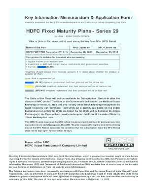 HDFC Fixed Maturity Plans Application Form