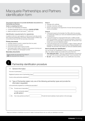 Macquarie Partnerships and Partners Identification Form