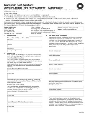Macquarie Adviser Limited Third Party Authority Form