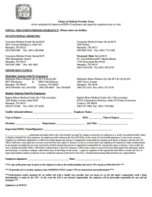Choice of Medical Provider Form