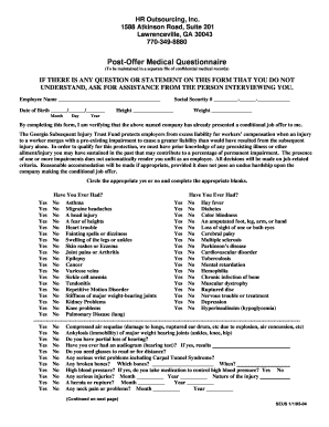 Post-Offer Medical Questionnaire