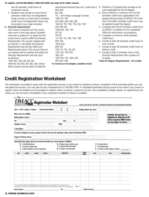 DMACC Credit Registration Worksheet