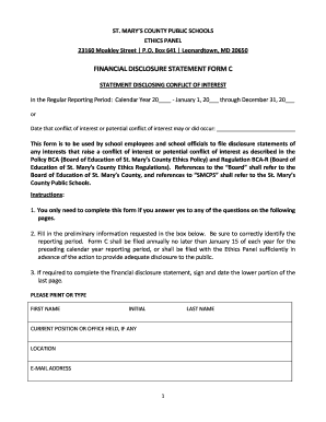 St. Mary's County Public Schools Financial Disclosure Form C