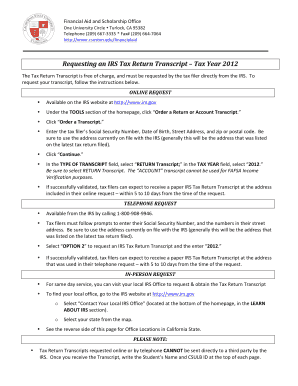 IRS Tax Return Transcript Request