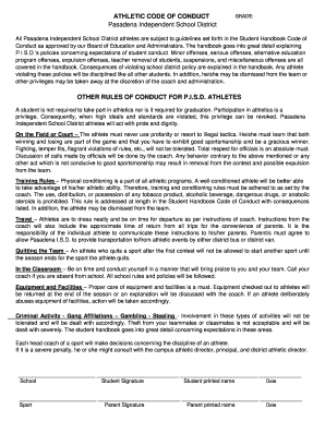 Pasadena ISD Athletic Code of Conduct