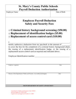 St. Mary's County Payroll Deduction Authorization