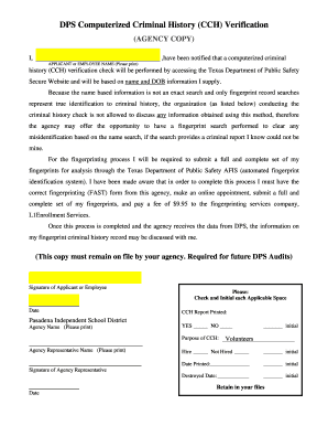 Texas CCH Verification Form