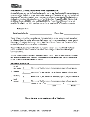 Supplemental Plan Partial Distributions Form
