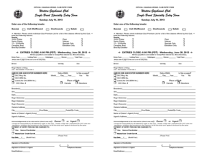 Canadian Kennel Club Entry Form