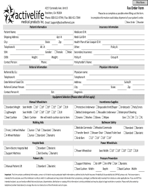 Active Life Med Fax Order Form