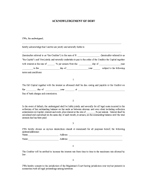 Acknowledgement of Debt Agreement