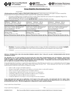 Group Eligibility Discrimination Form
