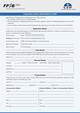 Challenge Status Registration Form