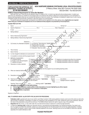 New Hampshire CLE Application Form