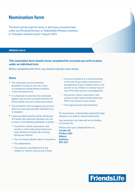 Friends Life Pension Nomination Form