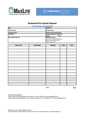 Redwood Price Quote Request