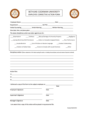 Write up forms - employee corrective action form