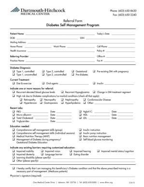 Diabetes Self Management Program Referral Form