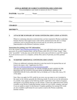 Annual Report of Clergy’s Continuing Education 2012